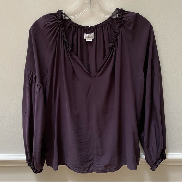 VELVET Long Sleeve Peasant Top Blouse  Burgandy Size Small - Picture 2 of 9